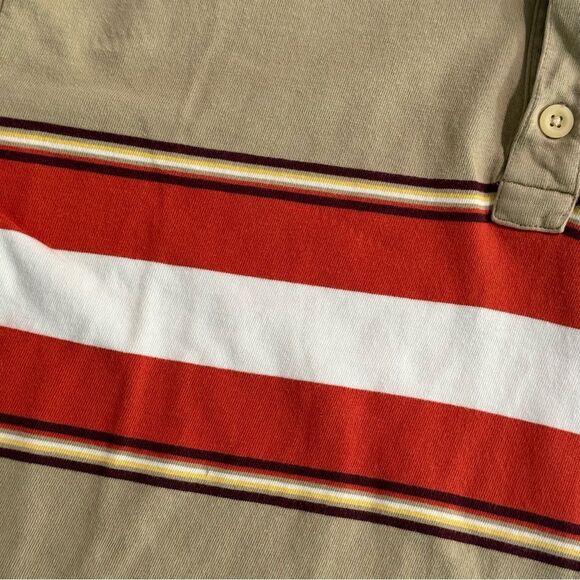 Gap Athletic Fit Tan & Maroon Strip Short Sleeve Polo Shirt Size XL - Picture 3 of 7